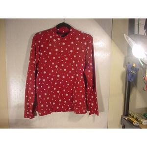 LADIES CG RED with Snowflakes Colored Long Sleeve Top